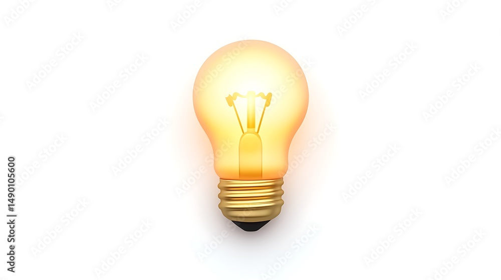 Light bulb emoji softly glowing, centered on a solid white background. Light bulb emoji softly glowing, centered on a solid white background.