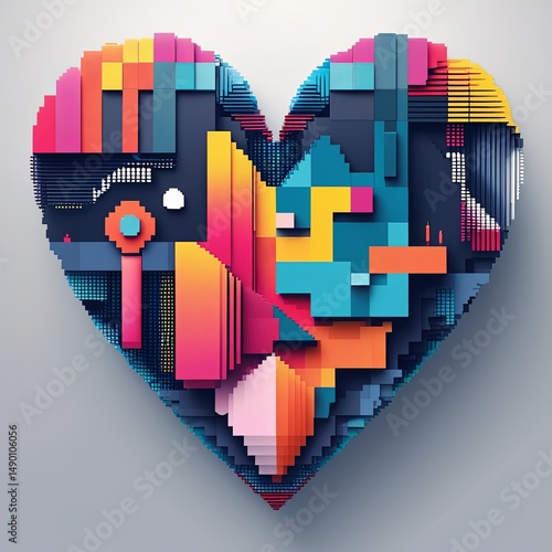 heart made of colorful cubes