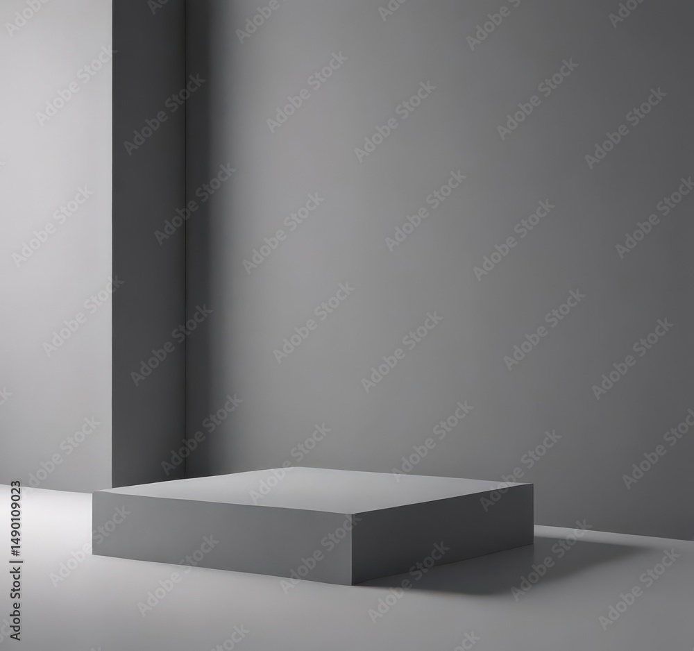 Fototapeta premium Elegant gray backdrop, subtle lighting, soft shadows, product display, presentation, showcase