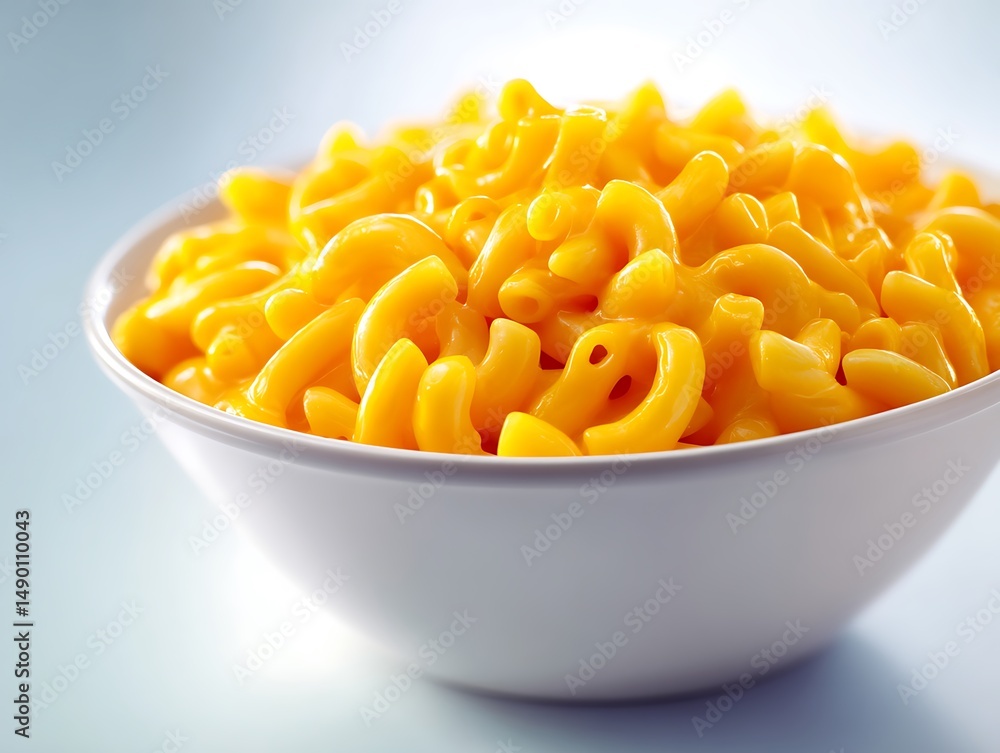 Bowl of creamy macaroni and cheese ready to eat, classic comfort food Bowl of creamy macaroni and cheese ready to eat, classic comfort food
