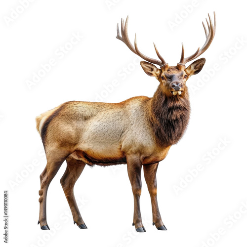 Adult male deer standing majestically with impressive antlers in a natural outdoor setting, showcasing the beauty of wildlife and nature photography