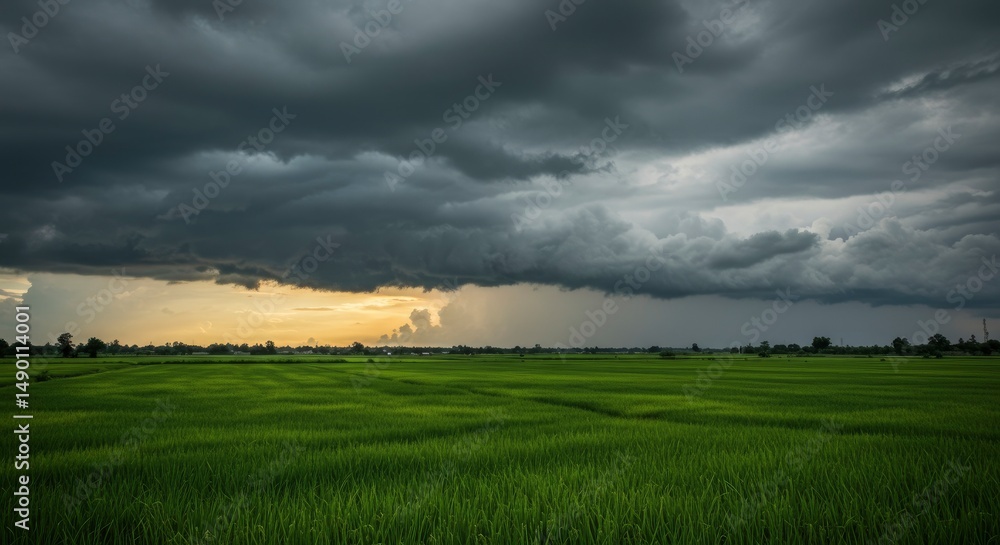 Green field before storm Green field before storm