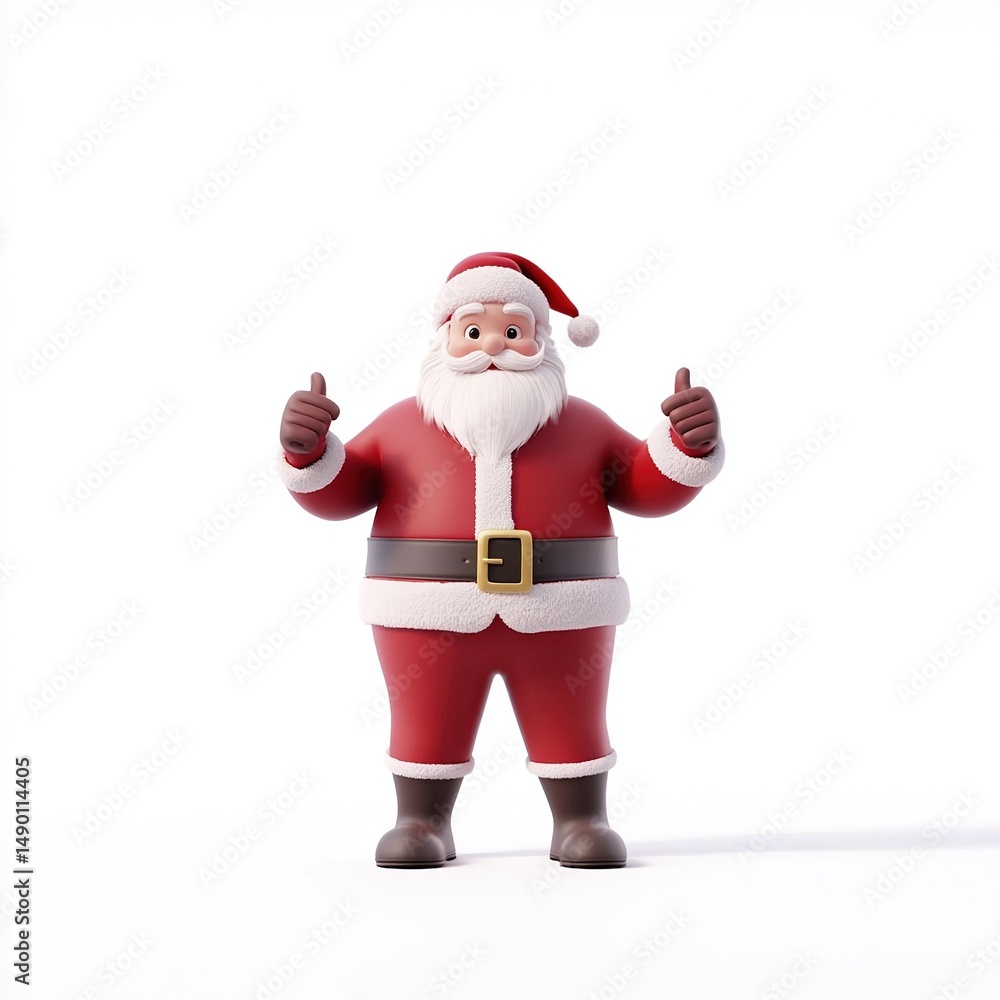 A standing cartoon character santa claus showing thumbs up isolated on a white background A standing cartoon character santa claus showing thumbs up isolated on a white background