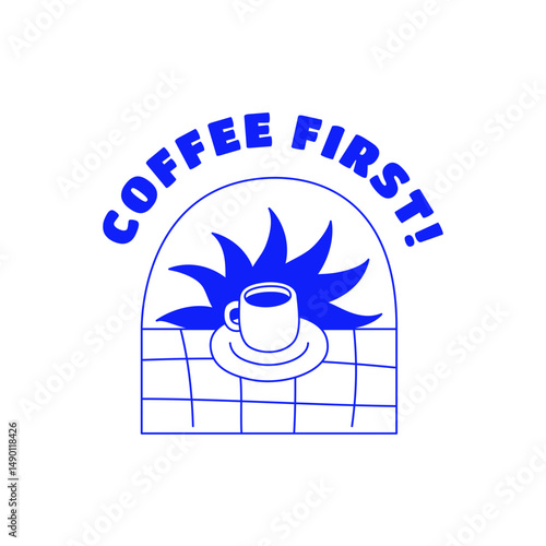 Vector coffee hand drawn playful and whimsical  illustrations, breakfast and brunch cafe and coffee shop prints and posters