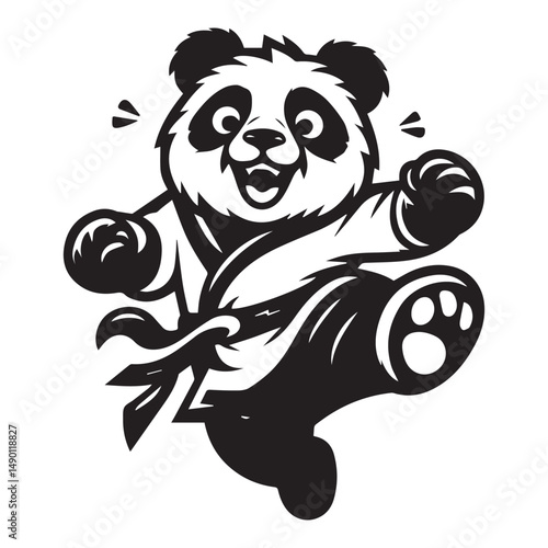 Hero Panda in Kungfu Stance – Bold Animal Logo Vector Illustration