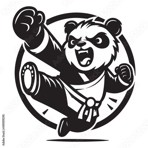 Hero Panda in Kungfu Stance – Bold Animal Logo Vector Illustration