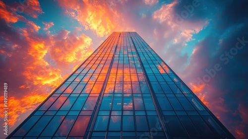 Wallpaper Mural Skyscraper against vibrant sunset clouds Torontodigital.ca