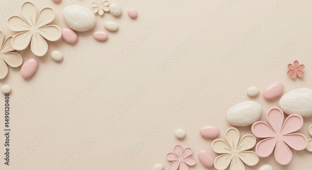 Floral arrangement with eggs on light background Floral arrangement with eggs on light background