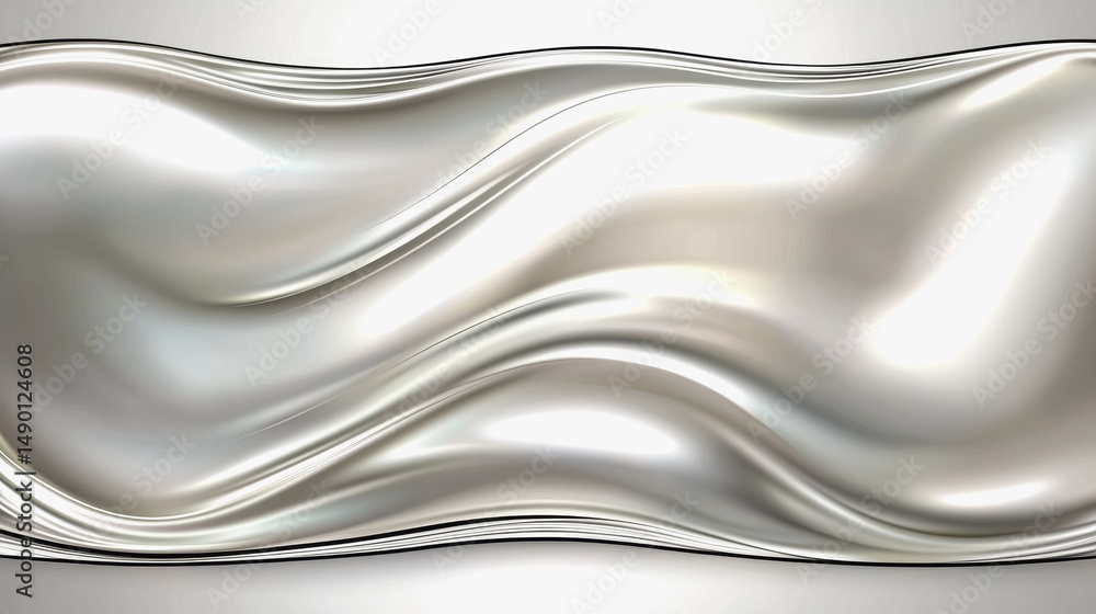 Obraz premium Silvery wavy background created by melted aluminum pouring and solidifying capturing unique textural illustrations