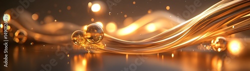 Golden liquid flowing over a dark surface