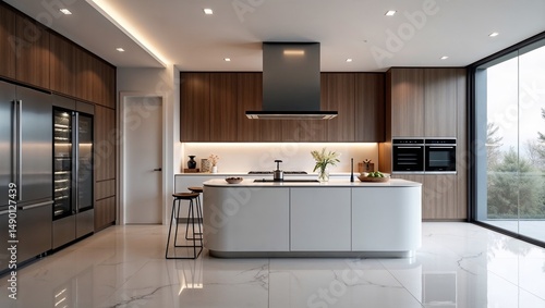 Wallpaper Mural smart kitchen, AI appliances, minimalist kitchen, futuristic design, modern kitchen, high-end materials, smart home, smart fridge, smart oven, kitchen technology, contemporary design, home interior
 Torontodigital.ca