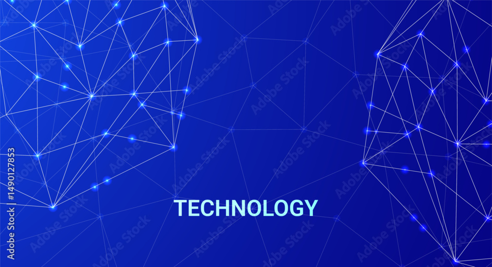 Fototapeta premium Low Poly Network Design: Stylized 3D Connection Nodes and Web Structures for Tech, UI, Apps, and Digital Visuals