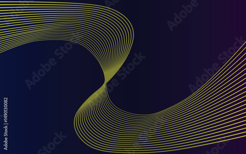 Colorful curved gradient lines on a dark background. Abstract flowing wave shapes with vibrant rainbow hues.