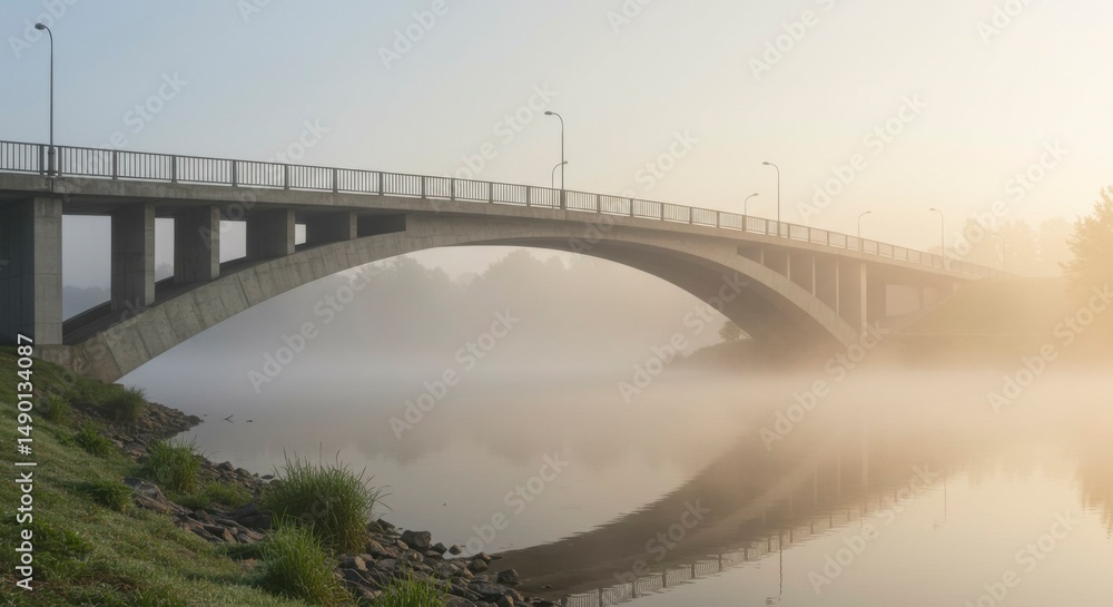 Obraz premium Misty morning over a bridge