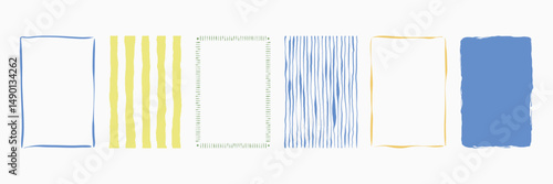 Vintage hand drawn frames with curve lines in whimsical Mediterranean. Minimalist La dolce vita Italian style rectangle border and frame set for poster, card, invitation, placard. Vector illustration.