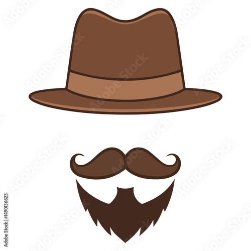 Hipster avatar with bowler hat isolated vector illustration on white background
