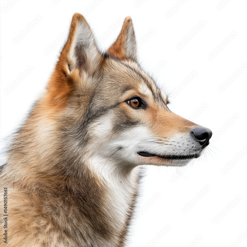 Fototapeta premium A Doberman dog standing confidently, isolated on a white background, highlighting its sleek, muscular body and alert expression. 