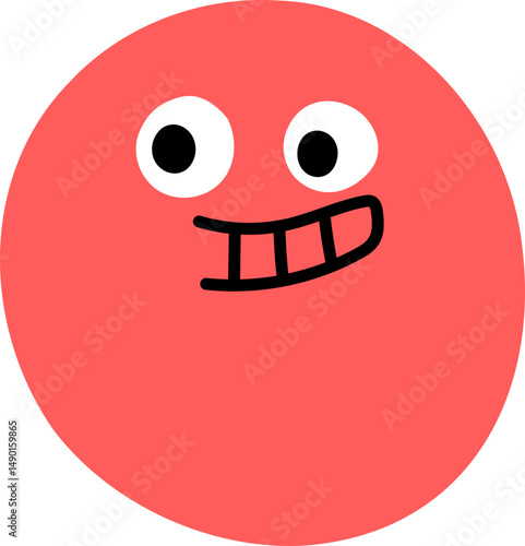 표정, 감정, 웃음, 윗니, 활짝웃음, 기쁨, 긍정, 유쾌함, 웃는입, 붉은색, 입표현, 눈표현, 감정표현, 반응표현, 즐거움, 환한표정, 기분상승, 감정강조, 이모지, 기분좋음, 밝은기분, 활짝미소, 치아노출, 이목구비, 단순얼굴
