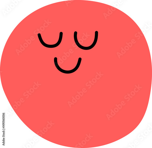 표정, 감정, 미소, 행복, 평온, 눈감기, 입모양, 붉은색, 웃음, 긍정, 감정표현, 기분좋음, 감정상태, 표정변화, 반응표현, 눈표현, 입표현, 기분표현, 안정, 편안함, 릴렉스, 이모지, 단순표정, 감정스티커, 웃는얼굴
