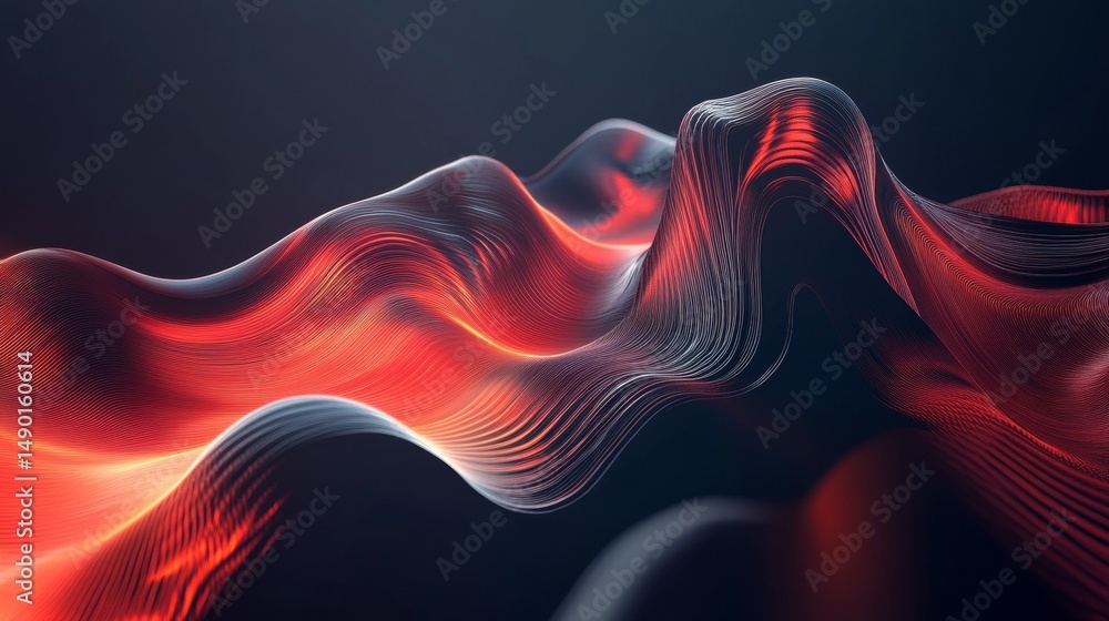 Fototapeta premium Tech background with flowing quantum data. A futuristic, abstract digital concept. 3D rendering. 