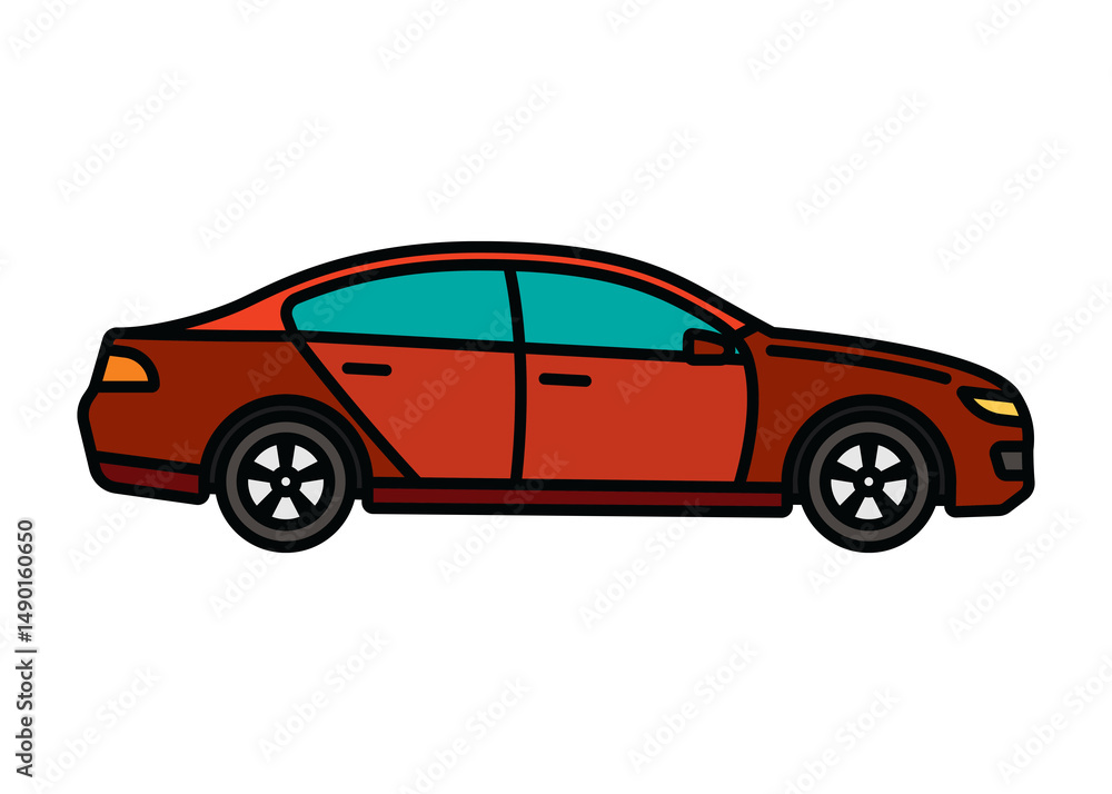 A passenger car. A contour icon. A design element. A passenger car. A contour icon. A design element.