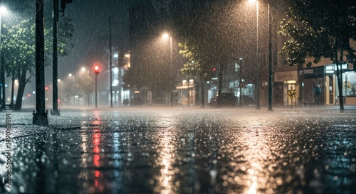 Rainy night city street