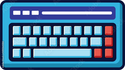 Retro Blue Keyboard Digital Icon Design