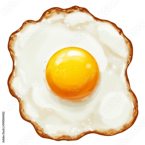 fried egg on white background
