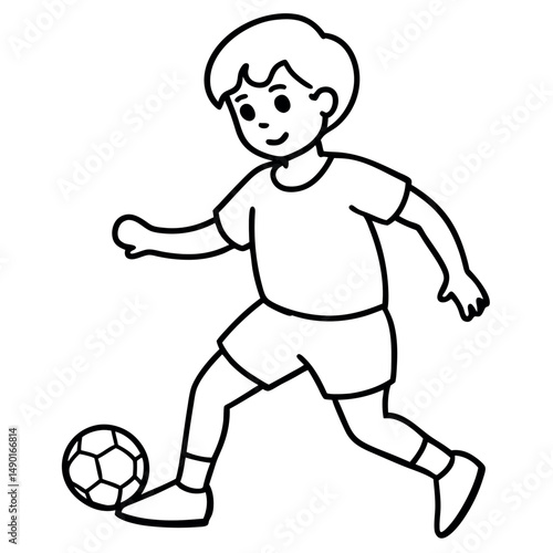 


         child who play football. vector illustration .