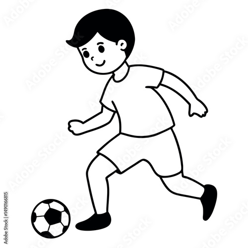          child who play football. vector illustration.