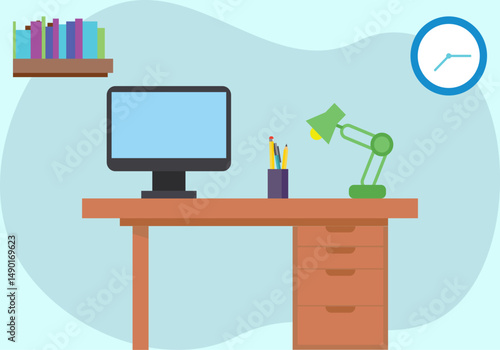 Computer Table Concept Illustration