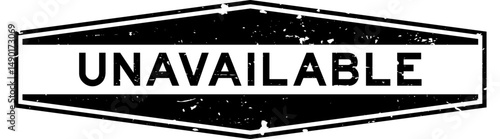 Grunge black unavailable word hexagon rubber seal stamp on white background