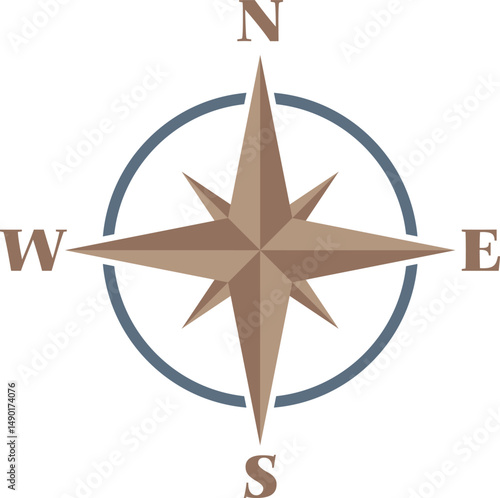 Cardinal direction of compass illustration vector element. Navigation system in maps. Traveling, Journey, geography and adventure theme. Cardinal point such as North, East, South and West