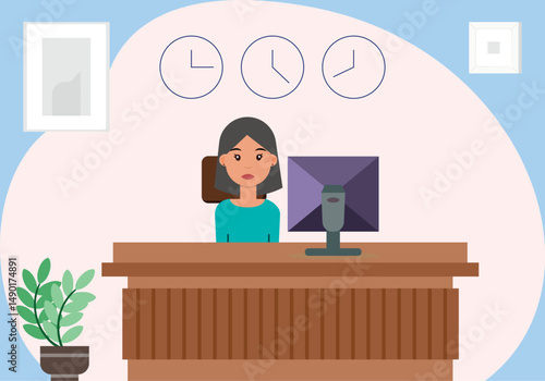 Counter Desk Concept Illustration