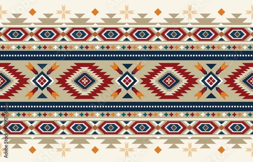 Ethnic tribal Aztec colorful background. Seamless tribal pattern, folk embroidery, tradition geometric Aztec ornament. Traditional design for fabric, textile, print, rug, paper