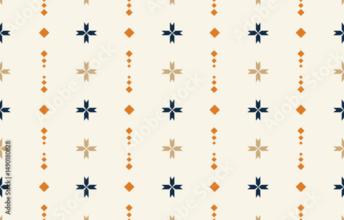 Ethnic tribal colorful background. Seamless tribal pattern, folk embroidery, tradition geometric ornament. Traditional design for fabric, textile, print, rug, paper