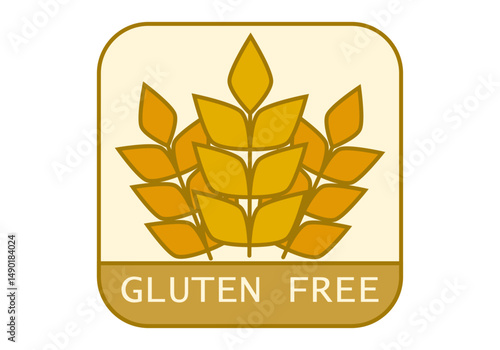 Etiqueta de sin gluten con tres espigas