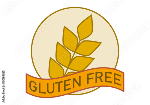 Etiqueta de sin gluten con espiga de trigo