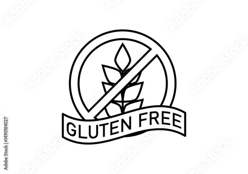 Icono negro de sin gluten con espiga