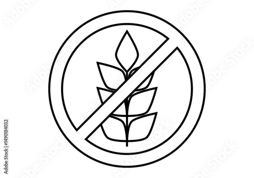 Icono negro de sin gluten con espiga de trigo