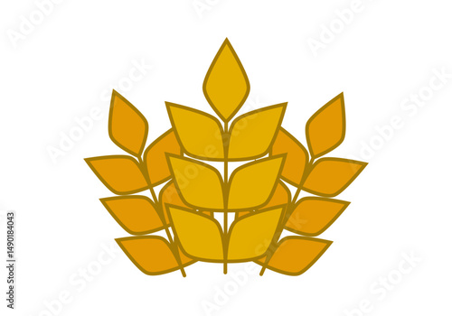 Espigas de trigo amarillo en fondo blanco