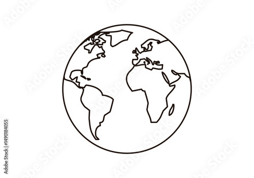 Icono negro de planeta tierra en fondo blanco