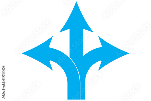 Three ways, icon in line design. Three, ways, direction, choice, path, junction, split on white background vector. Three ways editable stroke icon EPS 10