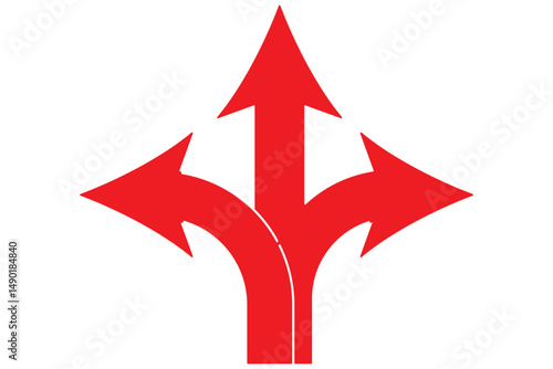 Three ways, icon in line design. Three, ways, direction, choice, path, junction, split on white background vector. Three ways editable stroke icon EPS 10