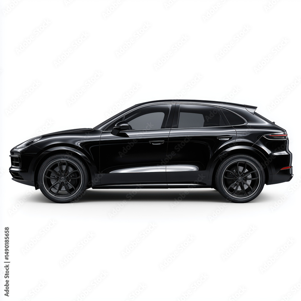 Obraz premium Sleek Black SUV Profile: A Stunning Modern Vehicle , isolated on white background png