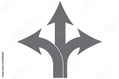 Three ways, icon in line design. Three, ways, direction, choice, path, junction, split on white background vector. Three ways editable stroke icon EPS 10