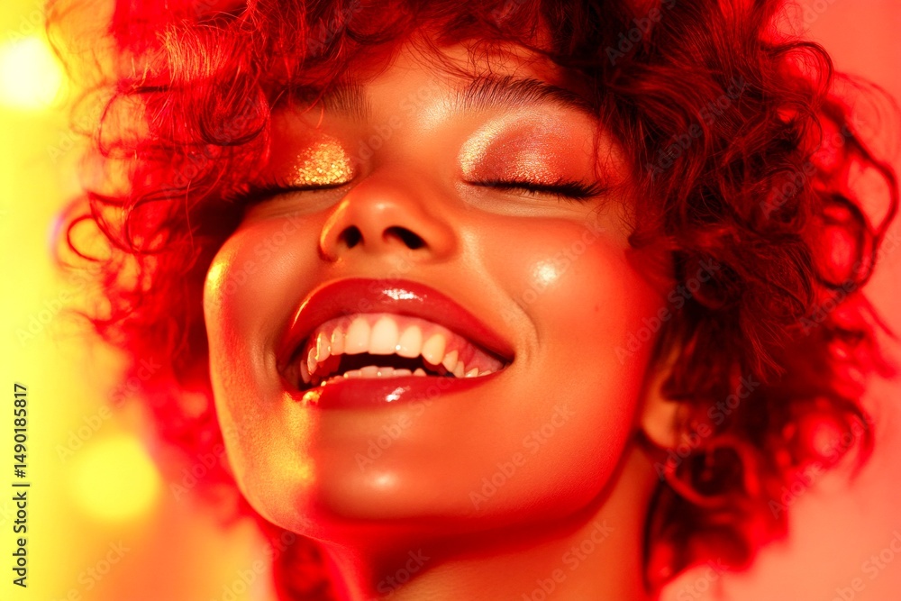 Commercial ad visual idea. Stunning smiling mixed-race girl - for ads, flyer and online promotion networks use. Short haircut - highlighted hair. Model concept idea. African beauty. Commercial ad visual idea. Stunning smiling mixed-race girl - for ads, flyer and online promotion networks use. Short haircut - highlighted hair. Model concept idea. African beauty.