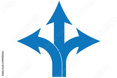 Three ways, icon in line design. Three, ways, direction, choice, path, junction, split on white background vector. Three ways editable stroke icon EPS 10