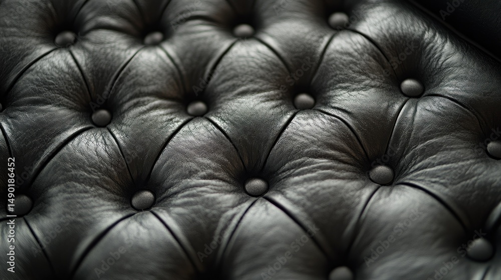 Naklejka premium Black leather tufted upholstery