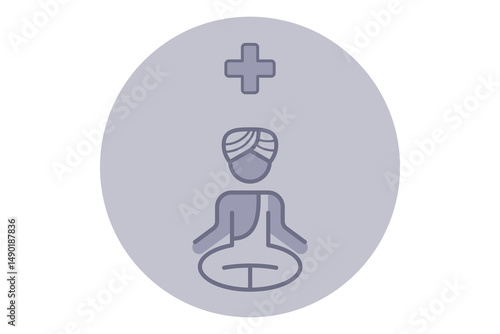 Simple line icon of person meditating, emphasizing connection between healthcare and mental wellness. Peace and healthy living for better mental health concept